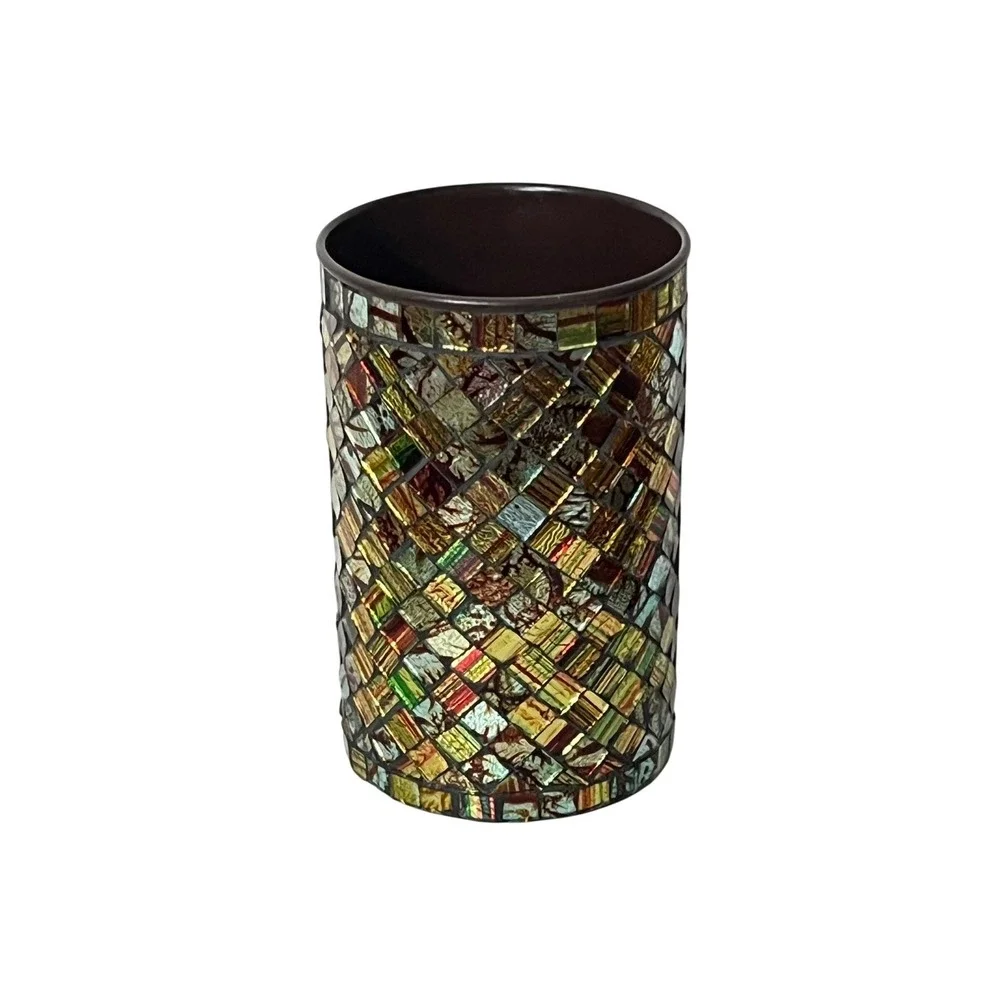 Pier 1 Imports Mosaic Glass Vase Home Decor‎ OS Multicolor Iridescent Cylinder